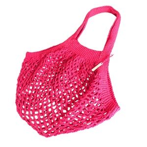 French Inspired Market Bag Handcrafted Crochet Shoulder Red Rouge Tote Bag